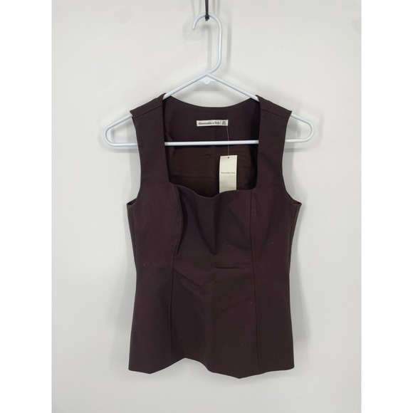 Abercrombie & Fitch Tops - Abercrombie & Fitch Top Women's XS Brown Stretch Square Neck Sleeveless Boho NWT